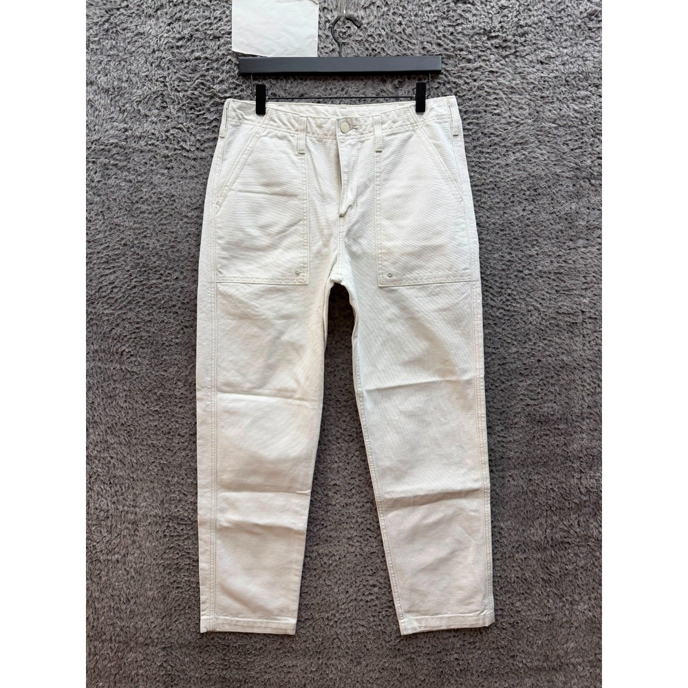 Levis Big E High Rise Straight Leg Utility Pants Off-White Womens Size 31 x 32